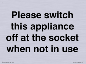 Please switch this appliance off at the socket when not in use